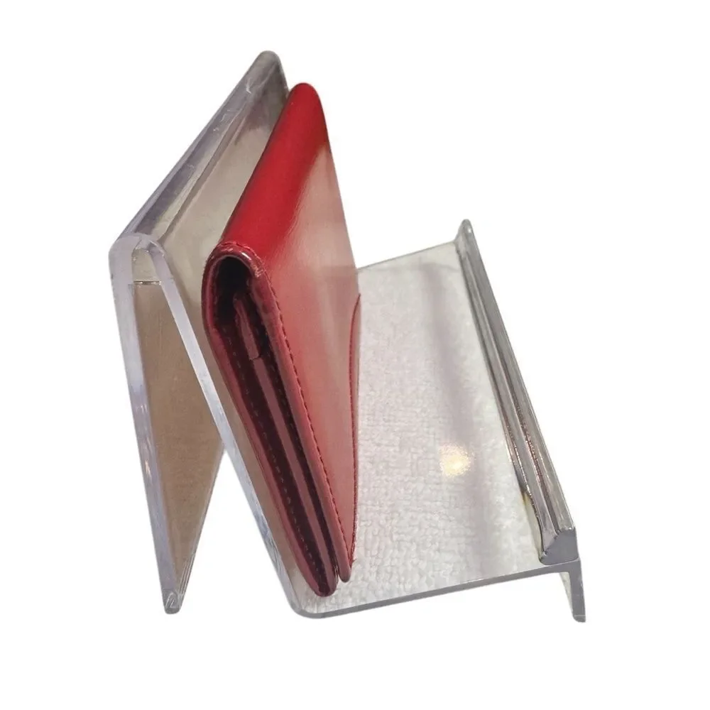 Auth Loewe Smooth Red Leather Bifold Card Holder